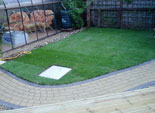 Lawn laid in small garden